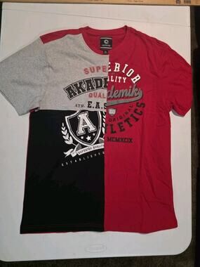 Akademiks T Shirt Mens XL Y2K Hip Hop Streetwear Colorblock Varsity Graphic